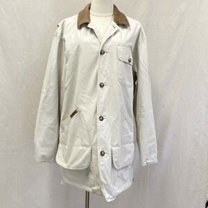 LL Bean beige lightweight cotton spring utility barn chore coat men's large tall